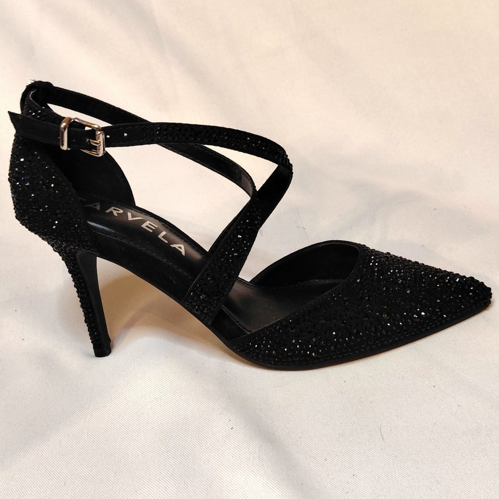 Italian Black Strappy Heels, EU38/US6.5